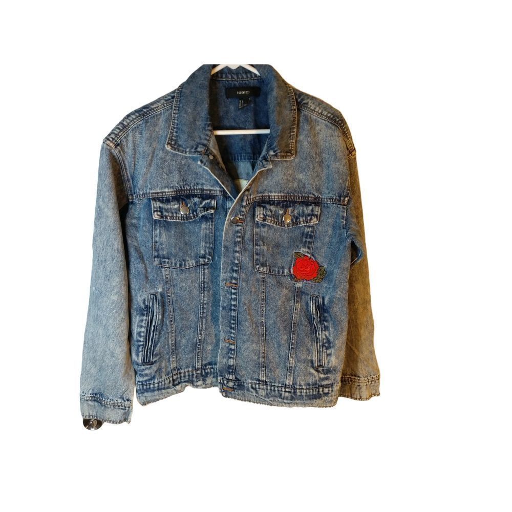 Forever 21 Embellished Jean Jacket Women's Size Large